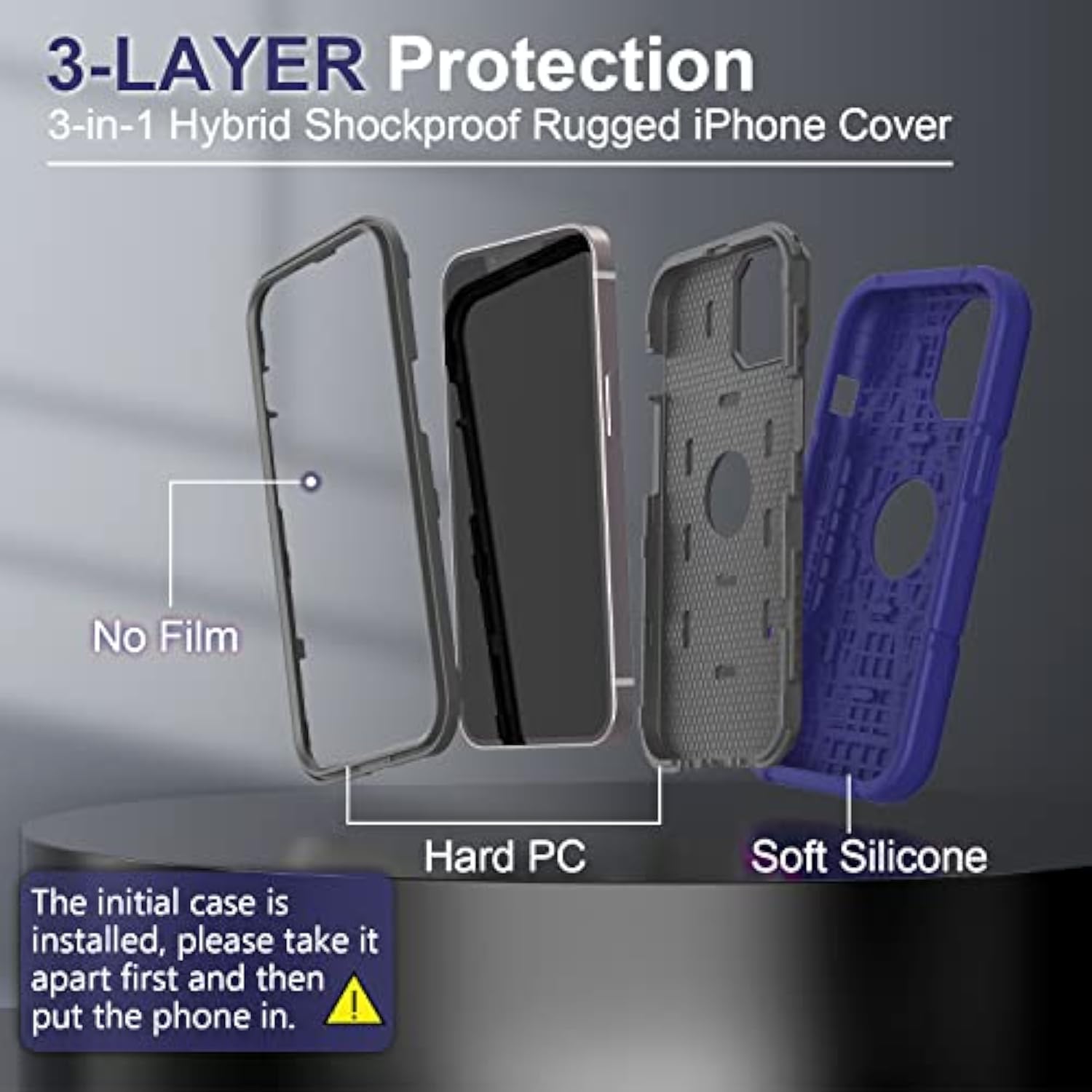 Designed For Iphone 14 Pro Max Case For Boys, Thick Silicone 3-In-1 Heavy Duty