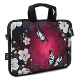 16 16.5 17-17.3-Inch Water Resistant Neoprene Sleeve Notebook Neoprene Messenger Case Tote Bag With Outside Handle And Adjustable Shoulder Strap & Extra Pocket(Butterfly And Flower)