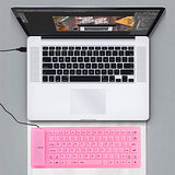 Foldable Keyboard Silent Portable Silicone Wired Keyboard Usb+Ps2 Interface Convertible Waterproof And Dustproof For Desktop Computers Notebooks 85 Keys (Pink)