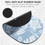 Mouse Pad, Premium-Textured Oval Computer Pad, 8.7" X 7.1" Thick 3 Mm Anti-Slip Waterproof Rubber Cute Mouse Mat For Office, Home, Gaming, Laptop, Pc, Blue Flower