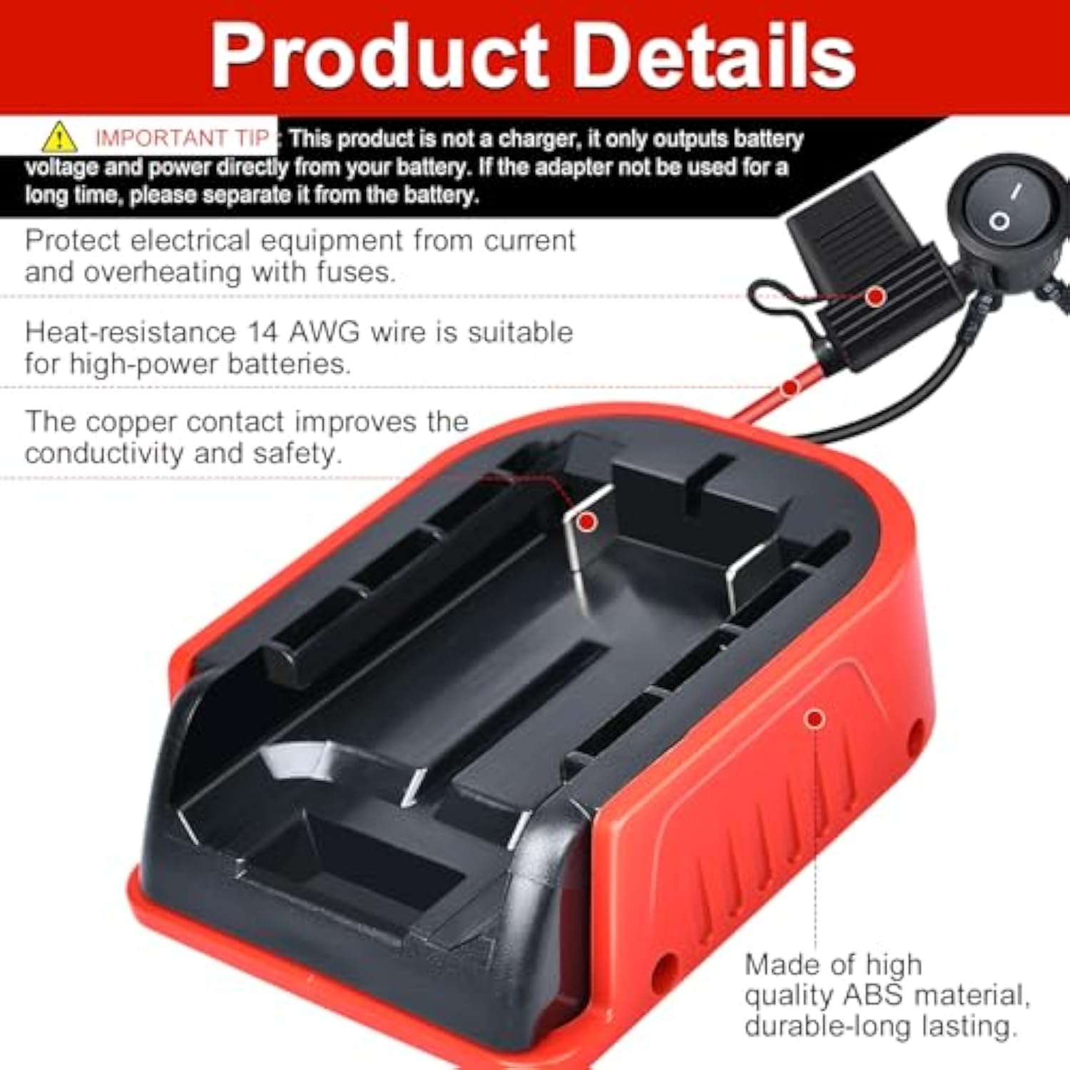 For Power Wheel Adapter For Craftsman 20V Battery,Battery Adapter With Fuse,14 Gauge Wire Battery Converter For Rc Toys,Rc Car, Robotics, Work Lights And Diy(1Pack,No Battery)