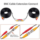 100Ft 30M Bnc Cable Security Camera Wire Cord With Bnc Connectors And Rca Adapters Video Power Cable For Cctv Camera Surveillance Kit And Security Camera System,Black