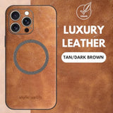 Su - Iphone 16 Pro Max Magnetic Vegan Leather Case - Su.Shield Slim & Protective Design, Compatible With Magsafe, Wireless Charging - Tan Brown, Case For Iphone 16 Pro Max (6.9")