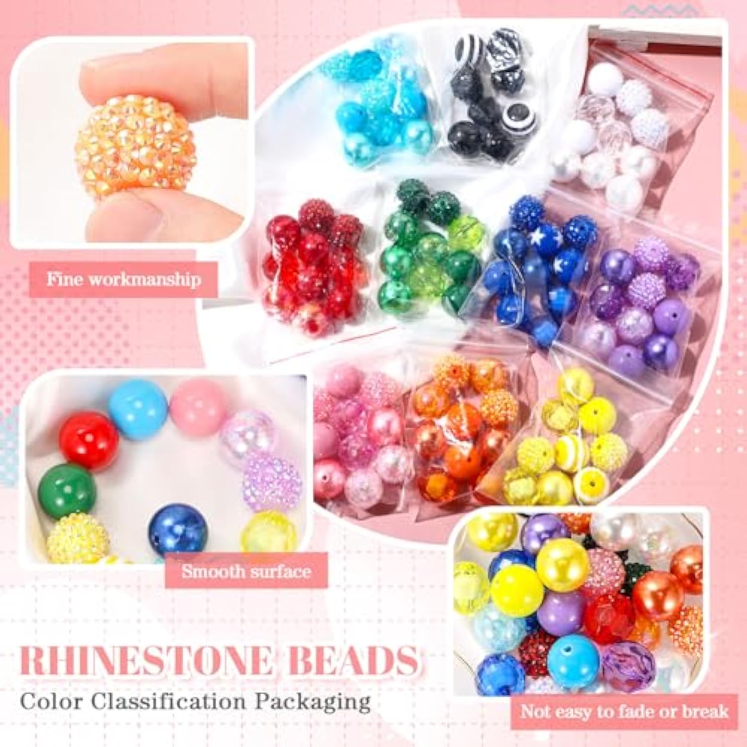 100pcs 20mm Rhinestone Beads for Pens, Keychains, DIY Crafts & Jewelry
