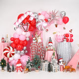 138pcs Christmas Balloon Arch Kit Red Pink Silver White Party Decor