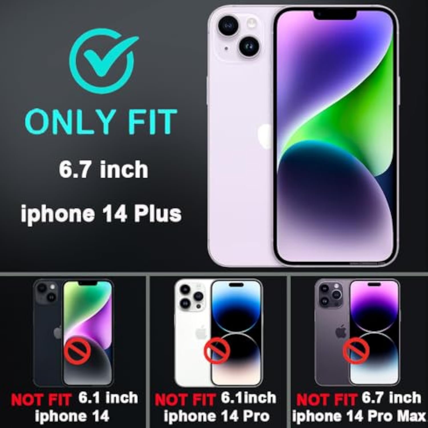 For Iphone 14 Plus Case With 2Pcs Tempered Glass Screen Protector And 1Pcs Camera Lens Protector, Military Grade 3 In 1 Heavy Duty Shockproof/Drop Proof/Dust Proof Case (Blue/Turquoise)