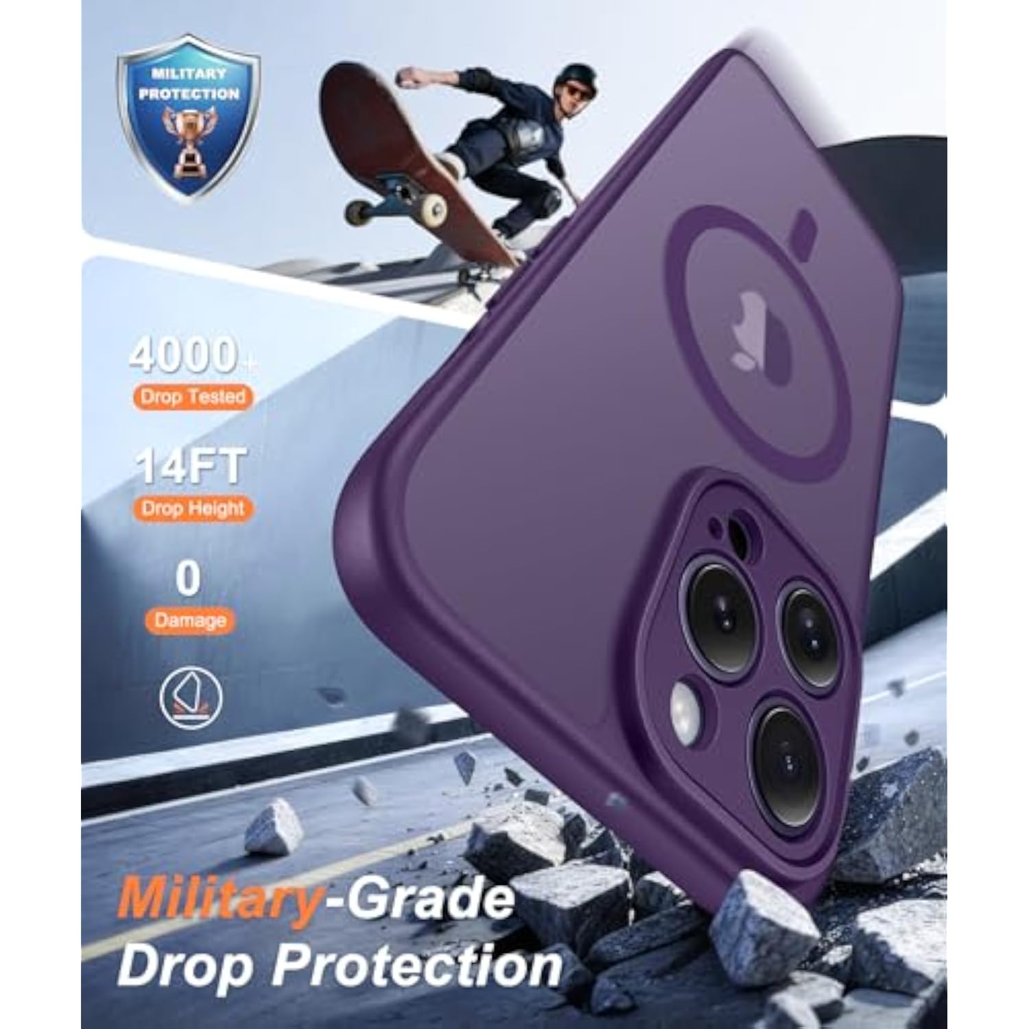 Purple iPhone 14 Pro Max Case Compatible with MagSafe Wireless Charging