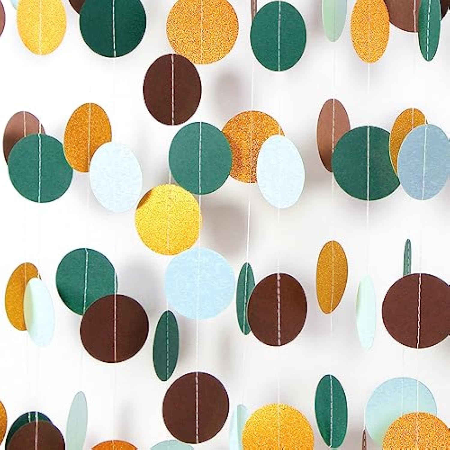 Sage Green Gold Brown Paper Streamers 52ft Baby Shower Party Decor