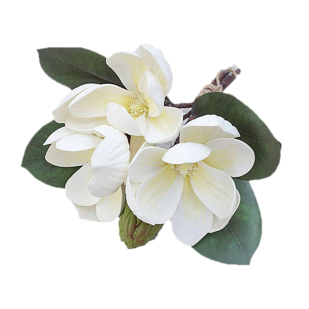 3Pcs Artificial Magnolia Flowers, 11 Inch,White Silk Artificial Magnolia Flowers Decoration Bouquet,L,For Wedding Party Home