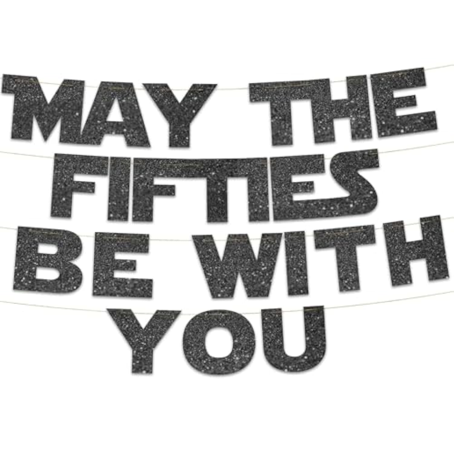 Happy 50Th Birthday And Anniversary Party Black Glitter Banner.