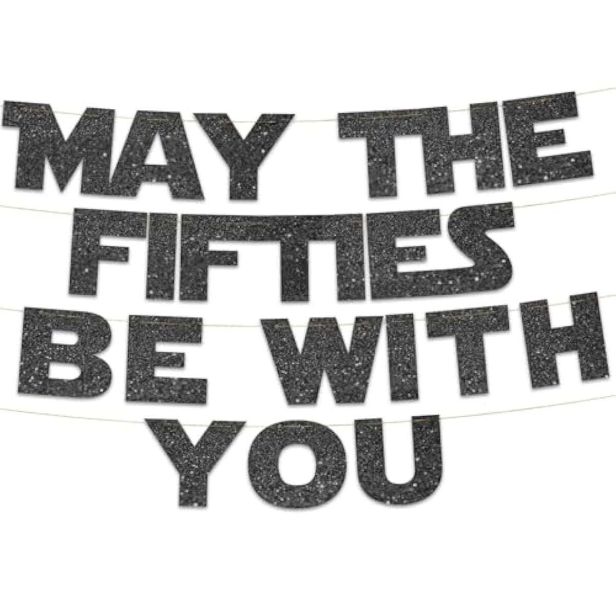 Happy 50Th Birthday And Anniversary Party Black Glitter Banner.