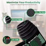 Excel Shortcuts Mouse Pad - Extended Xl Office Keyboard Mat (31.5" X 11.8") Inch, Stitched Edges | Non-Slip Base Excel Cheat Sheet Desk Pad