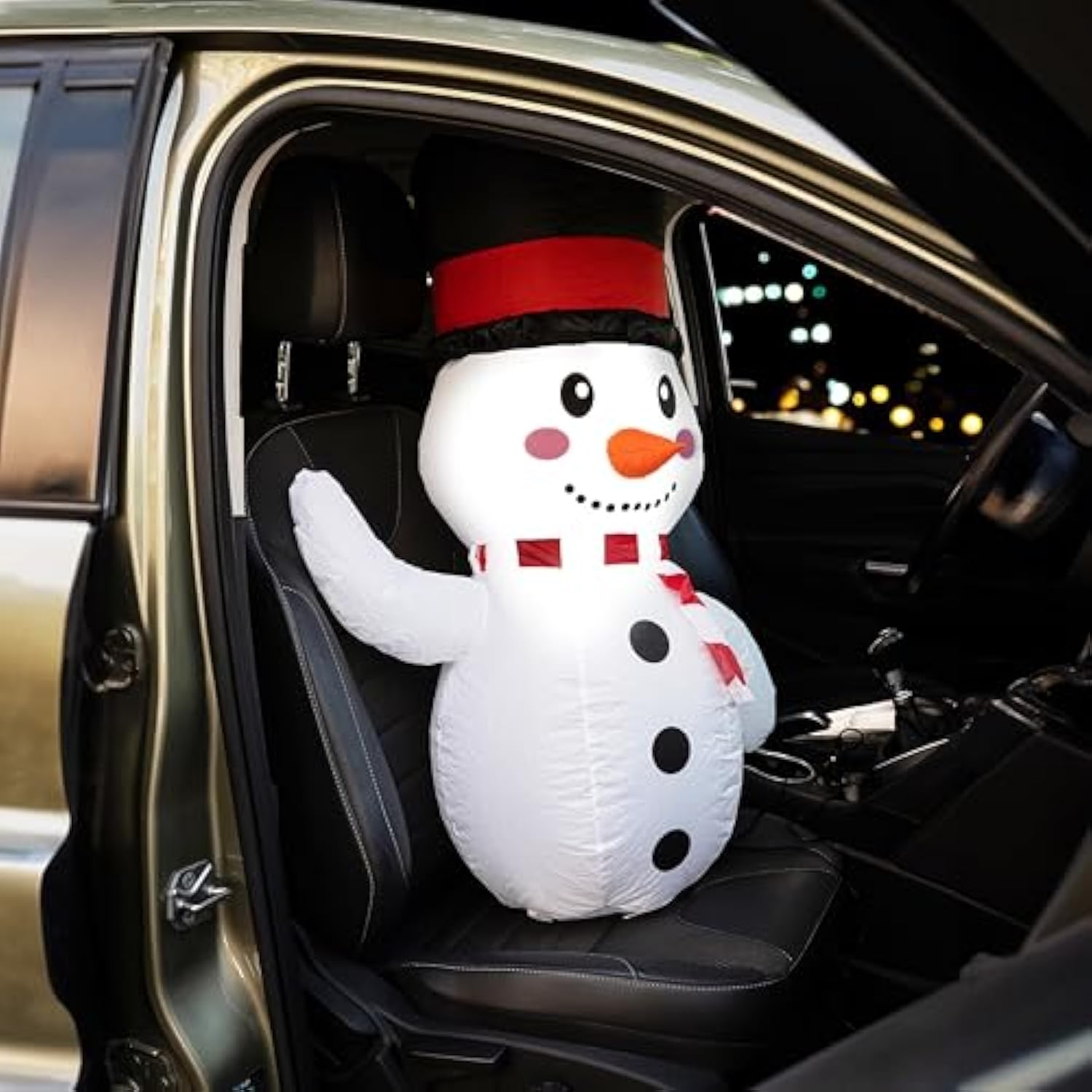 Christmas Snowman Blow-Up Décor For Cars, Vehicle Buddy Inflatable With 12V Car Blower Plug Led Lights Decoration Easy S