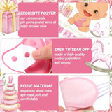 Pin The Pacifier Baby Shower Games Baby Shower Party Decoration Include Large Poster 24 Pacifier Stickers Pink Blindfold Pin Floral Game Set For Birthday Party Decorations Game Supplies(Pink)