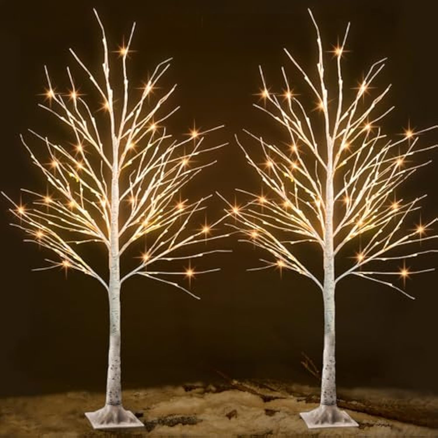 Lighted Tree, 6 Ft Birch Tree With Fairy Lights For Decoration Inside Outside, Birch Tree With 144 Led Lights For Christmas Holiday Wedding Home Room Decor, 2 Pack