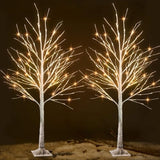 Lighted Tree, 6 Ft Birch Tree With Fairy Lights For Decoration Inside Outside, Birch Tree With 144 Led Lights For Christmas Holiday Wedding Home Room Decor, 2 Pack