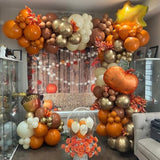 142PCS Fall Balloon Arch Kit with Orange Brown Ivory Balloons for Baby Shower Party