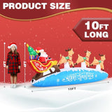 Zpisf 10 Ft Santa Sleigh With Reindeer Christmas Inflatables Outdoor Decorations, Christmas Blow Up Yard Decorations