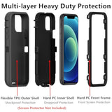 For Iphone 12 Case/12 Pro Case, (Not Fit 12 Mini) Defender Case Heavy Duty Shockproof Dustproof 3 In 1 Rugged Protective Phone Cover For Iphone 12 Pro/12 6.1 Inch (Black)