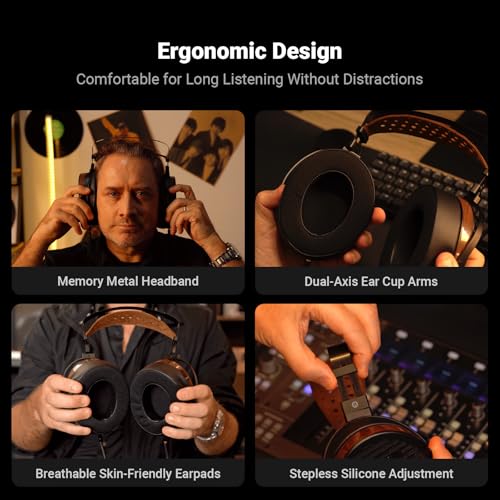 i5 Open-Back Planar Magnetic Headphones with 97mm Ultra-Large Diaphragm, CNC Metal & Walnut Wood, Audiophile Wired Studio Headphones for Multi-Source