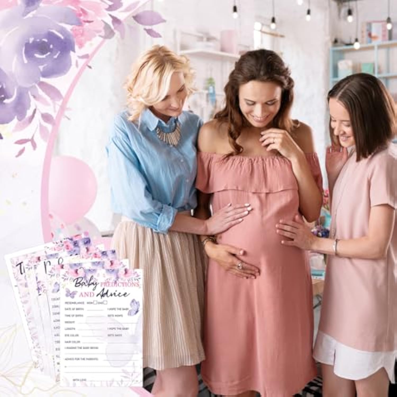 302 Pcs Butterfly Theme Baby Shower Games - 6 Games, 50 Sheets Each - Shower Party Bingo, Word Scramble, Word Search, Predictions And Advice, The Price Is Right, Guess Who