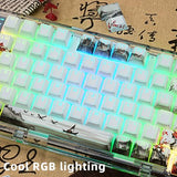 Pbt Keycaps Set 142 Keys, Shine Through White Japanese Keycap, Plum Blossom Custom Double Shot Keycap Set, Cherry Profile Dye-Sublimation Key Caps For Cherry Mx Mechanical Keyboards