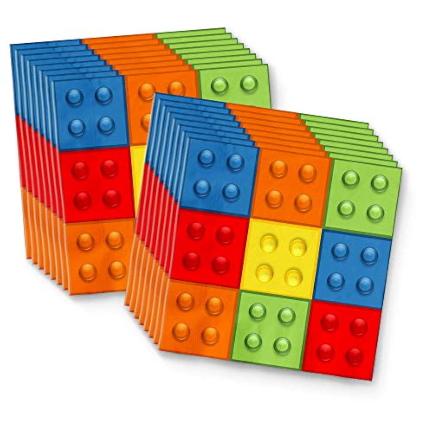 Building Blocks Birthday Party Supplies Set Plates Napkins Cups Tableware Kit For 16