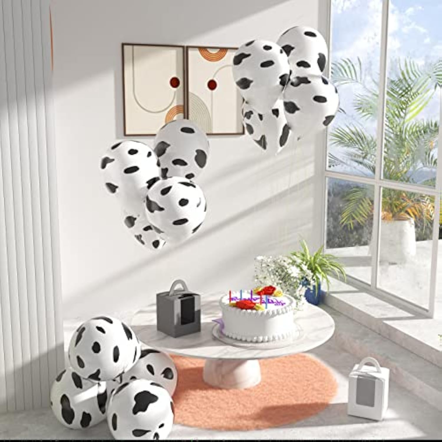 100-Pc Cow Print Balloon Set for Farm & Cowboy Party Décor