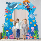 Ocean Animal Porch Sign Banners Under The Sea Door Decoration Summer Birthday Party Decorations Ocean Themed Photo Booth Props Hanging Backdrop For Baby Shower Birthday Party Supplies 94.5 X 91 Inch
