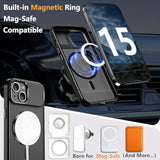Magnetic For Iphone 15 Case With Stand,Compatible With Magsafe,Rugged,Heavy Duty,Protective Case Kickstand,[Built-In Invisible Stand],Black