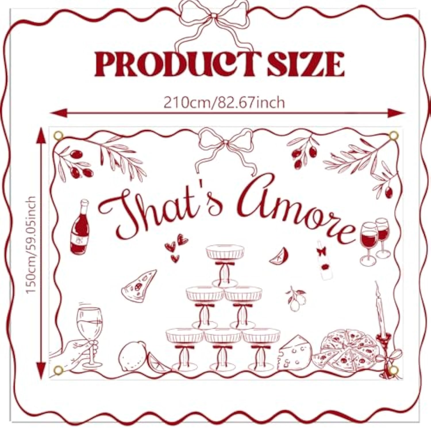 That'S Amore Backdrop - Italian Wedding Engagement Party Decorations, Hand Drawn Italian Pizza Bridal Shower Fabric Banner Decor, 7*5Ft