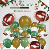 Football Party Decorations Kit 120Pcs Sage Green Brown White Balloon Garland Arch With Football Banner Mylar Balloons For Sports Birthday Boys First Year Touch Down Party Decorations