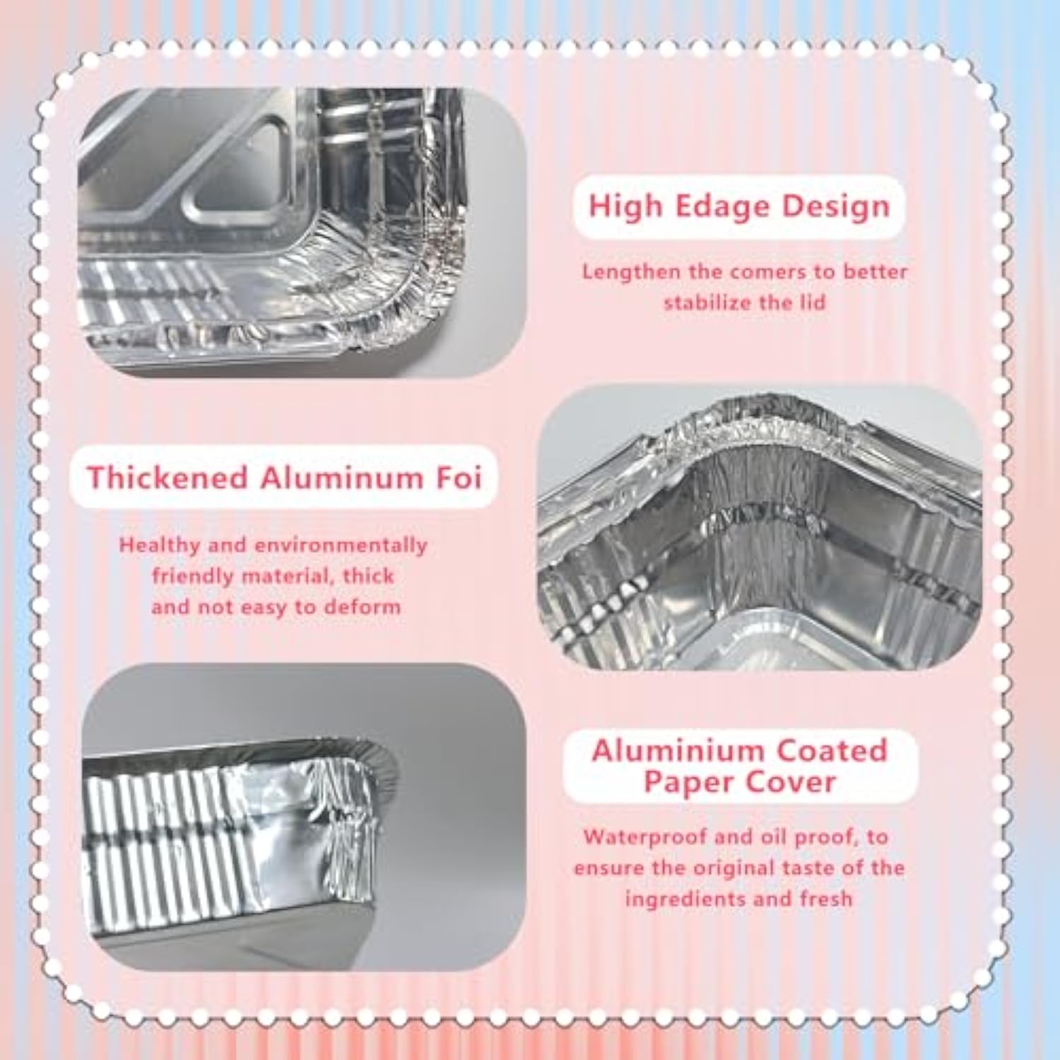 50Pcs Valentine Foil Containers With Lid, Valentine Leftover Containers Valentine'S Day Cookie Containers With Lids Aluminum Food Containers Storage For Baking, Valentine'S Day Treat Party, Cooking