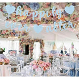 Pre-Strung Happily Ever After Banner - Light Blue Glitter Bachelorette Bridal Engagement Party Decoration Supplies, Bachelorette Wedding Party Banner For Engagement, Bridal Shower, Wedding Party Photo Booth Props