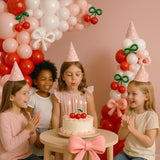 Cherry Red Balloon Garland Arch Kit, Bow Pastel Pink And White Birthday Balloons Garland For Cherry Themed Birthday Baby Shower Wedding Galentine'S Bridal Shower Party Decorations