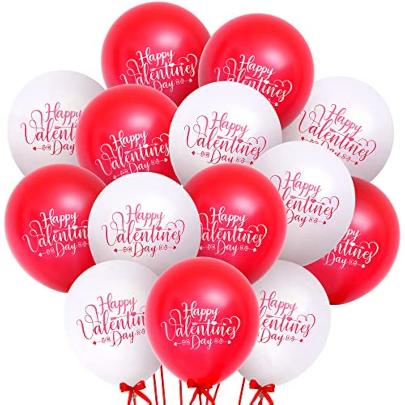 , Red And White Valentines Day Balloons - 12 Inch, Pack Of 20 | Valentines Balloons For Valentines Day Decor | White And Red Balloons, Valentines Day Latex Balloons, Valentines Day Decorations