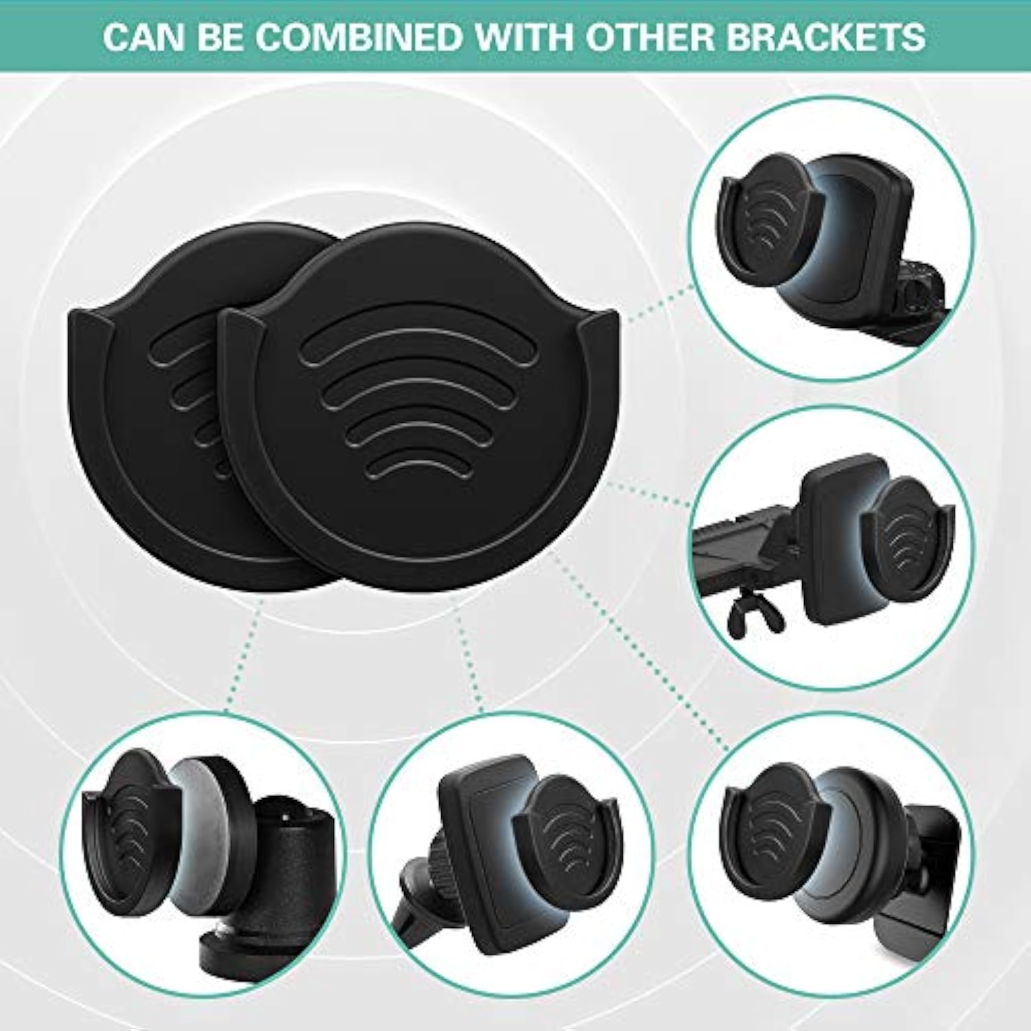 2-Pack Car Grip Phone Mount Holder with 3M Adhesive for Dashboard & Desk Black