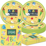 40-Piece Back to School Party Set with Yellow Arithmetic Plates and Napkins for 20 Guests