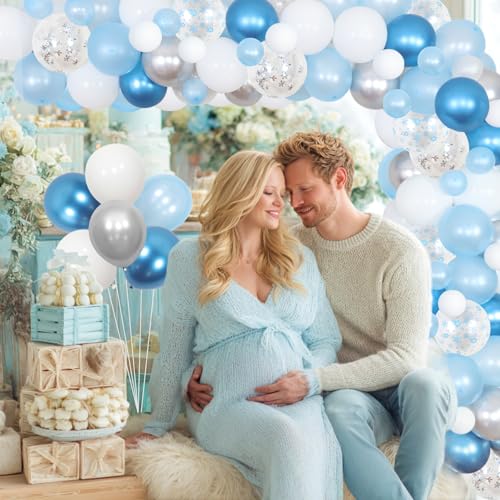 Polar Bear Baby Shower Decorations Polar Bear Theme We Can Bearly Wait Backdrop with Blue White Balloon Garland Arch Kit for Boys Girls Winter Wonderland Baby Shower Supplies
