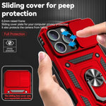 Phone Case For Iphone 16 Pro Max Case With Hd Screen Protector & Slide Camera Cover & Rotated Ring Kickstand, [Military-Grade] Phone Case For Iphone 16 Pro Max 6.9", Red