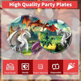 Dragon Birthday Party Decorations - 96Pcs Dragon Theme Paper Plates And Napkins Bday Decoration Magical Forks Decor Supplies For Baby Shower Supplies, Serve 24