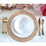 Occasions 10 Pieces Pack Pressed Vinyl Metallic Placemats/Wedding Accent Centerpiece Placemat (Spring, Rose Gold)