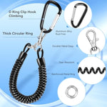 Phone Lanyard Tether, Anti Theft Spring Phone Strap, 4 X Phone Pacthes & Climbing Hook Universal Phone Lanyard For Keys Outdoor Skiing Hiking Fishing Fitting For All Smartphones - 2Pcs Black