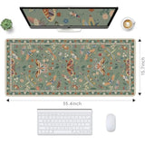 Large Mouse Pad For Desk, Desk Matt For Desktop, Non-Slip Cute Keyboard Mats, Floral Keyboard Mat With Stitched Edge For Gaming, Office Aesthetics (Green)