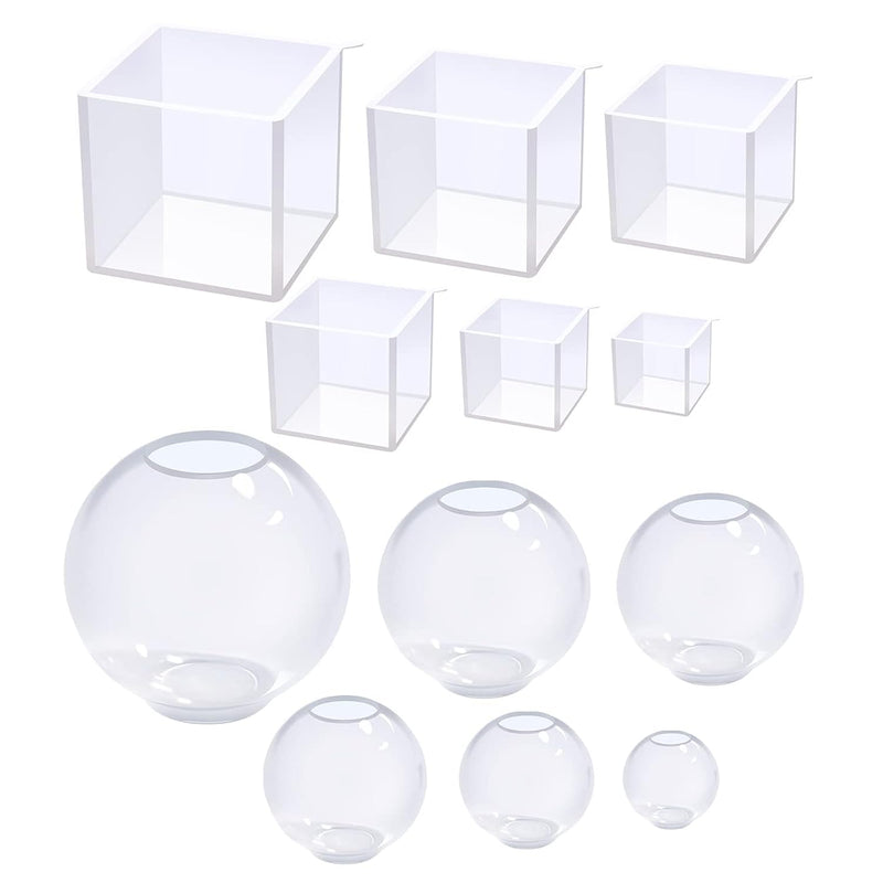 12Pcs Transparent Epoxy Resin Molds Silicone Set, Clear Silicone Molds For Epoxy Resin Include Seamless Sphere Resin Molds,Deep Cube,Molds For Resin Casting