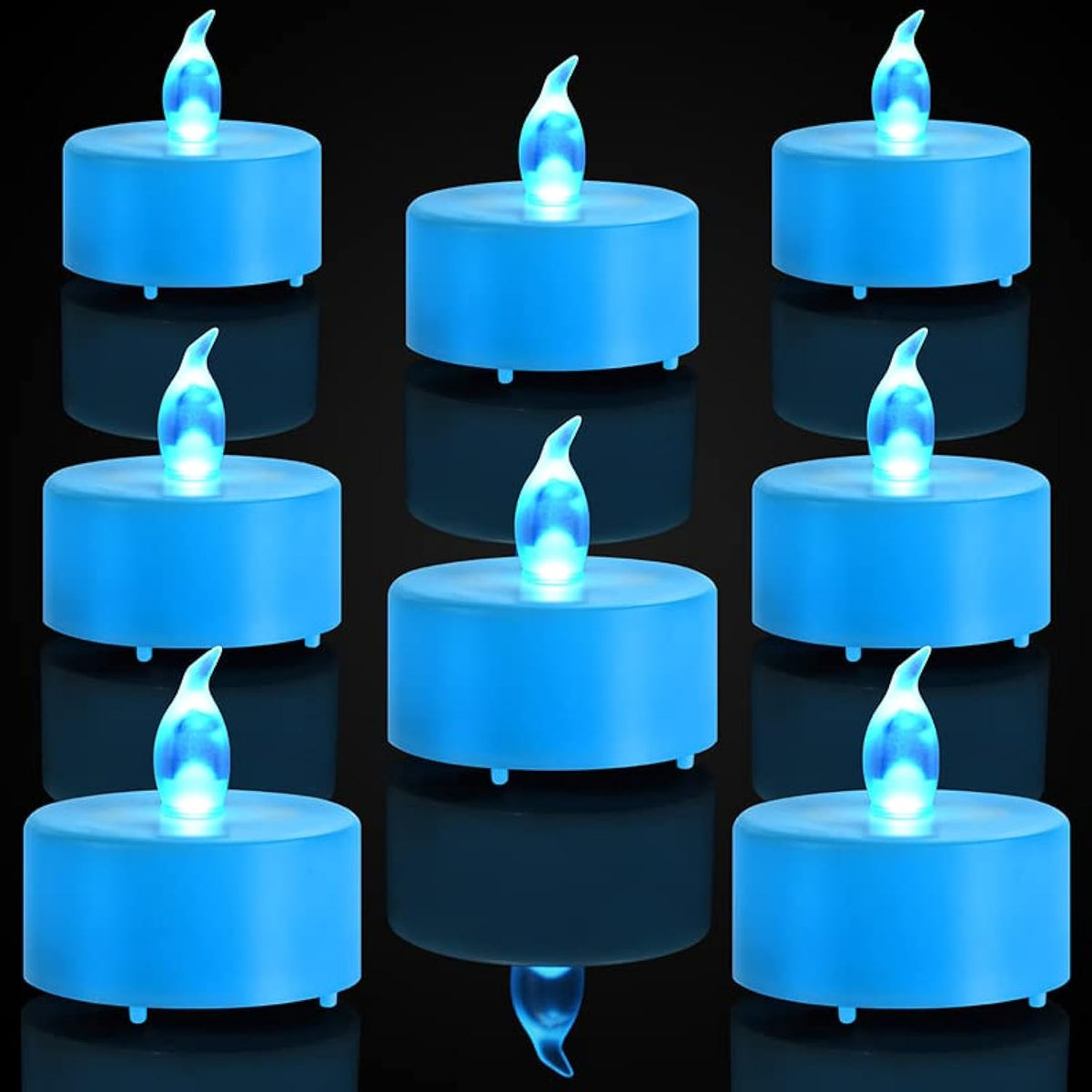 Battery Operated Flameless Tea Lights Candles-Led Flickering Votive Lamp Long Lasting 200 Hours,24 Pack Realistic And Bright For Seasonal Festive Celebrations Decoration(Blue)