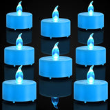 Battery Operated Flameless Tea Lights Candles-Led Flickering Votive Lamp Long Lasting 200 Hours,24 Pack Realistic And Bright For Seasonal Festive Celebrations Decoration(Blue)