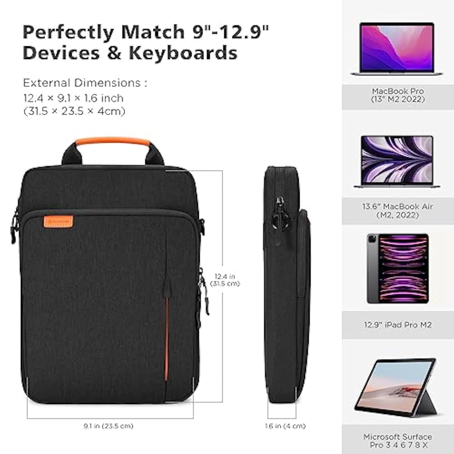 Tablet Sleeve Bag For 13" Ipad Pro Air M4 M3 Carrying Case, Laptop Shoulder Vertical Handbag For Surface Laptop Go 2 / Surface Pro X 8 9 7/13.6" 13" Macbook Air Pro 2025/13.4" Dell Xps 13