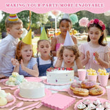 350Pcs Pink Paper Plates And Napkins Tableware Set (Serve 50), Pink Birthday Decorations Include Scalloped Plates Napkins Cups Plastic Spoons Forks Knives For Wedding, Baby Shower Birthday