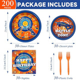 200 Pcs Dart War Birthday Party Supplies Gun Game Theme Tableware Set Nerf Paper Plates And Napkins Dart Battle Gunfight Game Decorations Gun Happy Party Favors For Boys Serves 50